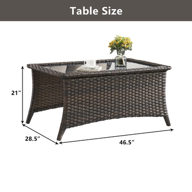 Outdoor PE Rattan Coffee Table with Tempered Glass Top, NTC Series - Belord