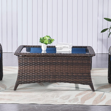 Outdoor PE Rattan Coffee Table with Tempered Glass Top, NTC Series - Belord