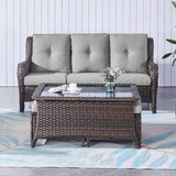 Outdoor PE Rattan Coffee Table with Tempered Glass Top, NTC Series - Belord