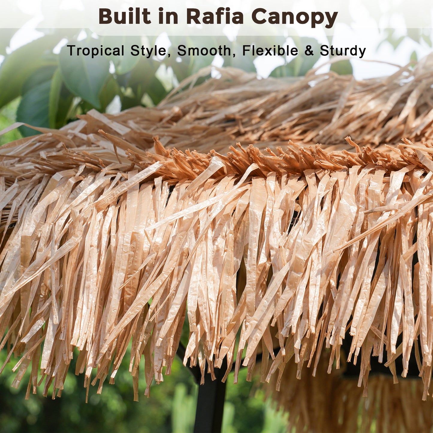 Belord 3-Piece Outdoor Tiki Bar Set, All-Weather Wicker Patio Bar with Palapa Canopy, Stools & Storage