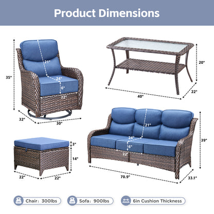 Premium Outdoor 8PCS Sofa Set with Coffee Table for Garden & Deck – 6" Cushion Comfort, NT Series