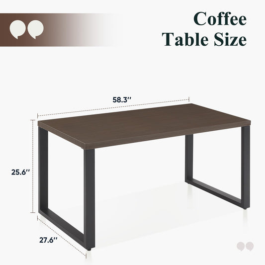 59" Rectangular Metal Coffee Table – Heat-Resistant, Rust-Proof & Storage, Modern Patio Furniture, GRS Series