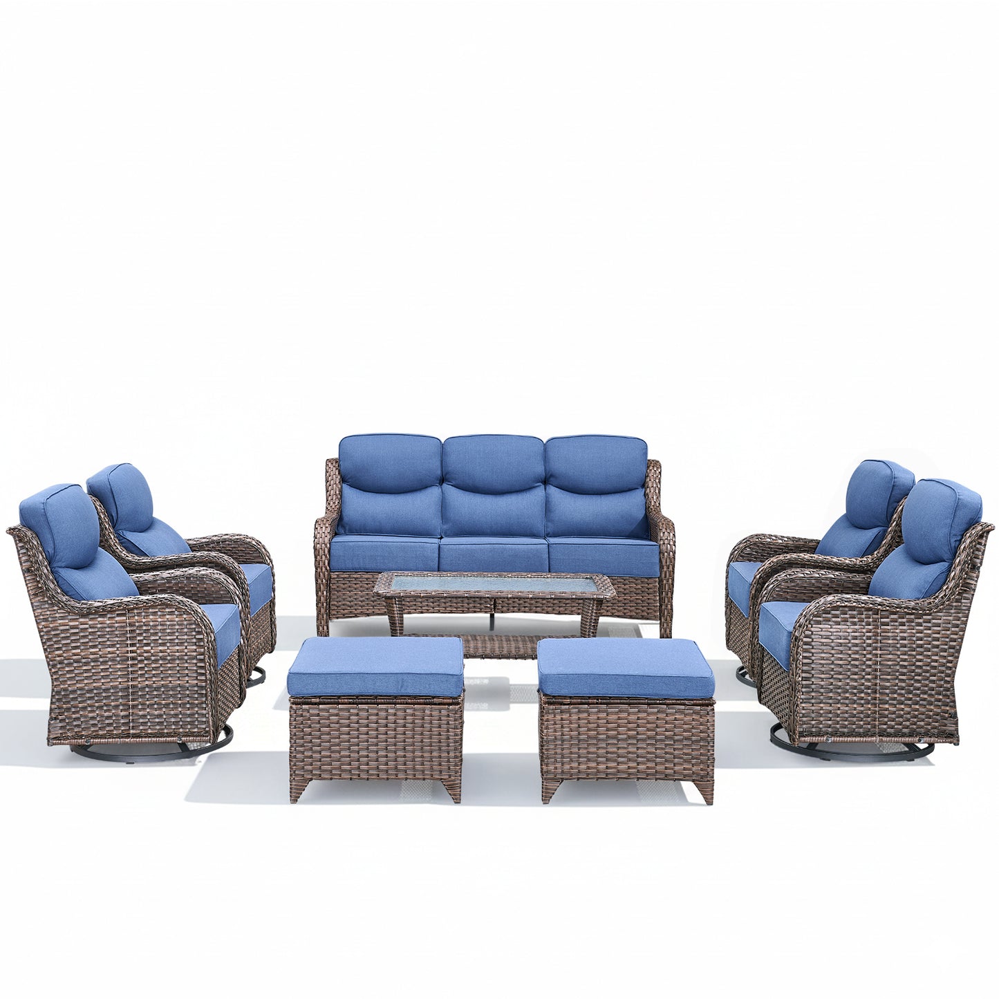 Premium Outdoor 8PCS Sofa Set with Coffee Table for Garden & Deck – 6" Cushion Comfort, NT Series