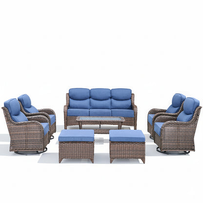 Premium Outdoor 8PCS Sofa Set with Coffee Table for Garden & Deck – 6" Cushion Comfort, NT Series