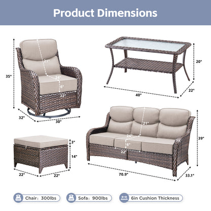 Premium Outdoor 8PCS Sofa Set with Coffee Table for Garden & Deck – 6" Cushion Comfort, NT Series