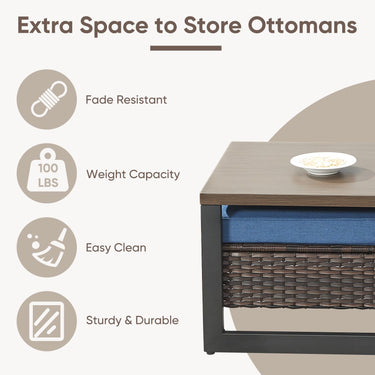 48" Outdoor Metal Coffee Table – Heat-Resistant, Rust-Proof & Hidden Storage, GRS Series - Belord
