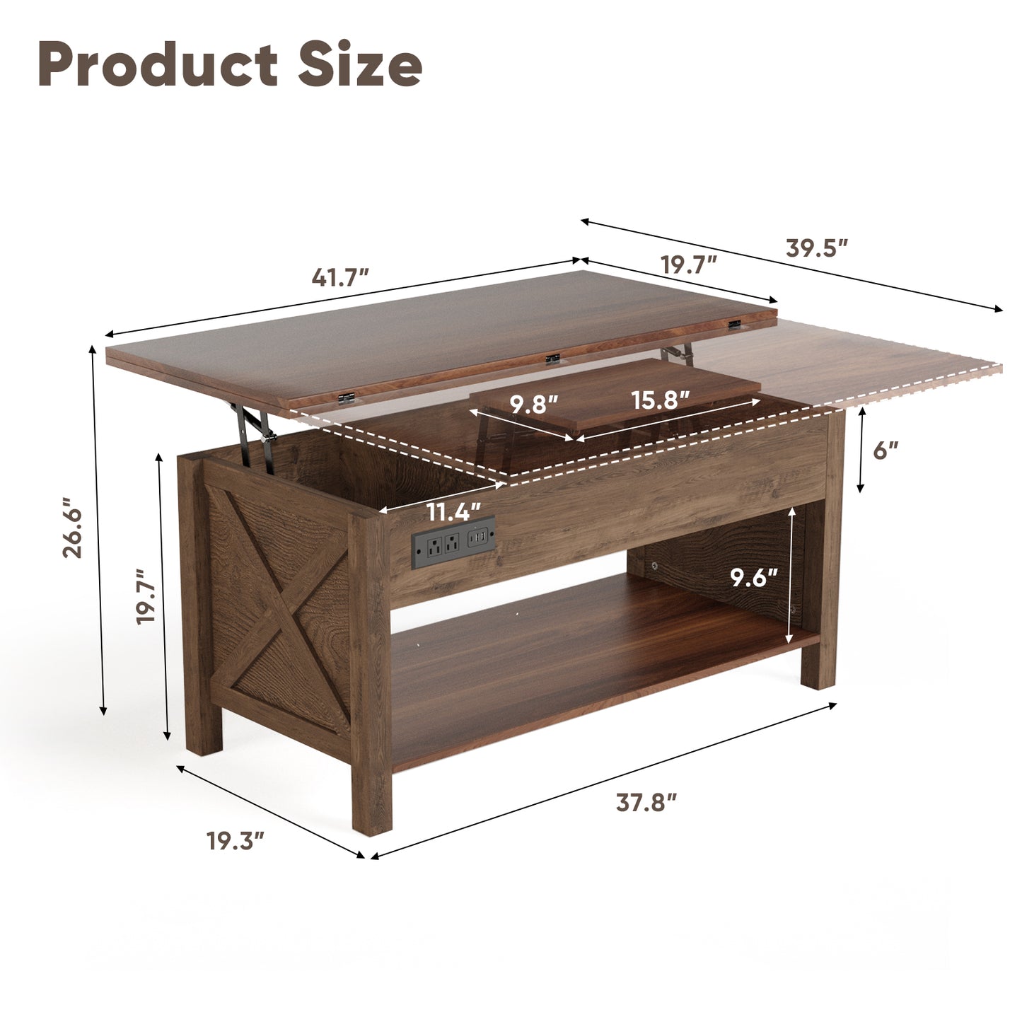 Save 50% - 4-in-1 Lift Top Coffee Table with LED Lights & Charging Station, White Center Table with Hidden Storage for Living Room & Office