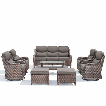 Premium Outdoor 8PCS Sofa Set with Coffee Table for Garden & Deck – 6" Cushion Comfort, NT Series