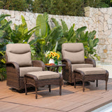 Upscale 5-Piece Swivel Chair Patio Set – Hand-Woven Wicker, 6" Cushions & Ottomans for Premium Garden Comfort, ND Series - Belord