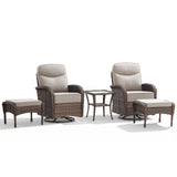 Upscale 5-Piece Swivel Chair Patio Set – Hand-Woven Wicker, 6" Cushions & Ottomans for Premium Garden Comfort, ND Series - Belord