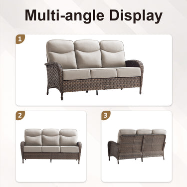 Luxury 10-Piece Patio Set – Sofa & Swivel Chairs with Ottomans, Hand-Woven All-Weather Wicker for Backyard Hosting, ND Series - Belord