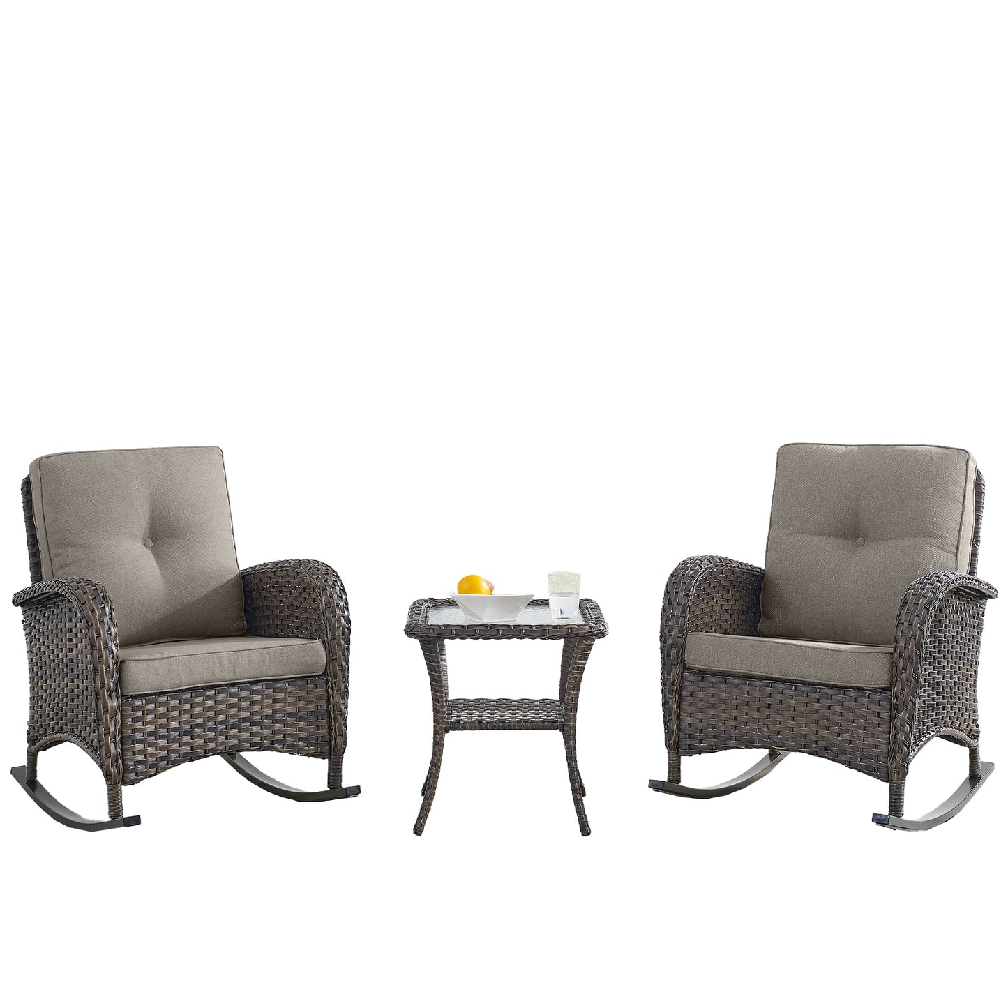 Wicker Rocking Chairs Set with Side Table, NDS Series