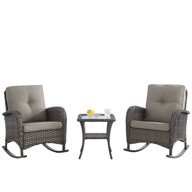 Wicker Rocking Chairs Set with Side Table, NDS Series - Belord