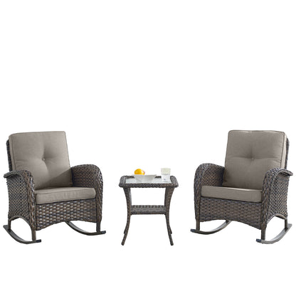 Wicker Rocking Chairs Set with Side Table, NDS Series