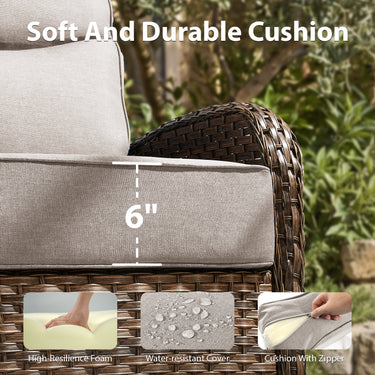 Premium 1-Piece Patio Sofa with Upgraded 6" Cushions – All-Weather Hand-Woven Wicker, High-Back Comfort for Garden & Front Porch, ND Series - Belord
