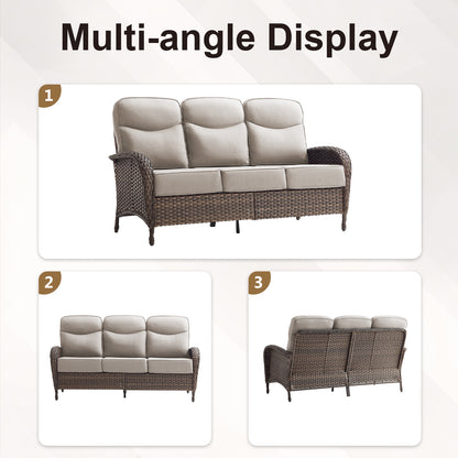 Luxury 5-Piece Rattan Patio Furniture Set with Wicker Fire Pit Table – 6" Cushions for Garden & Backyard Living, ND Series - Belord