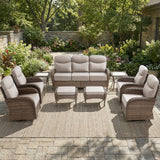 9-Piece Outdoor Conversation Set – Heavy-Duty Swivel Rockers, Waterproof Wicker for Large Deck Spaces, ND Series - Belord