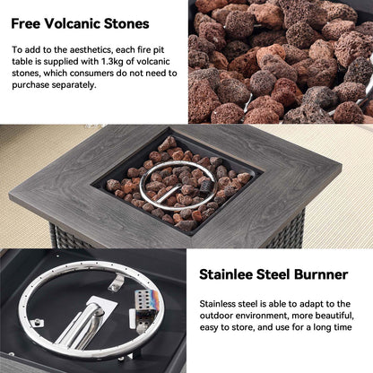 Premium 7-Piece Patio Swivel Chair Set with Square Wicker Fire Pit Table – Cozy Garden Lounge Style, ND Series - Belord