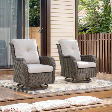 Outdoor 2PC PE Rattan Swivel Glider Chairs, NTC Series - Belord