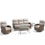 Elegant 5-Piece Outdoor Conversation Set – Sofa & Swivel Rockers with Coffee Table, All-Weather Wicker for Patio Parties, ND Series - Belord