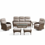 7-Piece Outdoor Seating Set – High-Back Sofa & Swivel Rockers with Ottomans for Stylish Summer Nights, ND Series - Belord