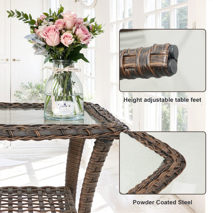 Luxury 5-Piece Rattan Patio Furniture Set with Wicker Fire Pit Table – 6" Cushions for Garden & Backyard Living, ND Series - Belord