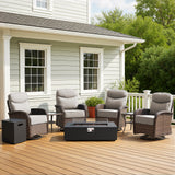 Upgraded 7-Piece Swivel Chair Patio Set with Split Fire Pit Table – Built for Social Summer Nights, ND Series - Belord