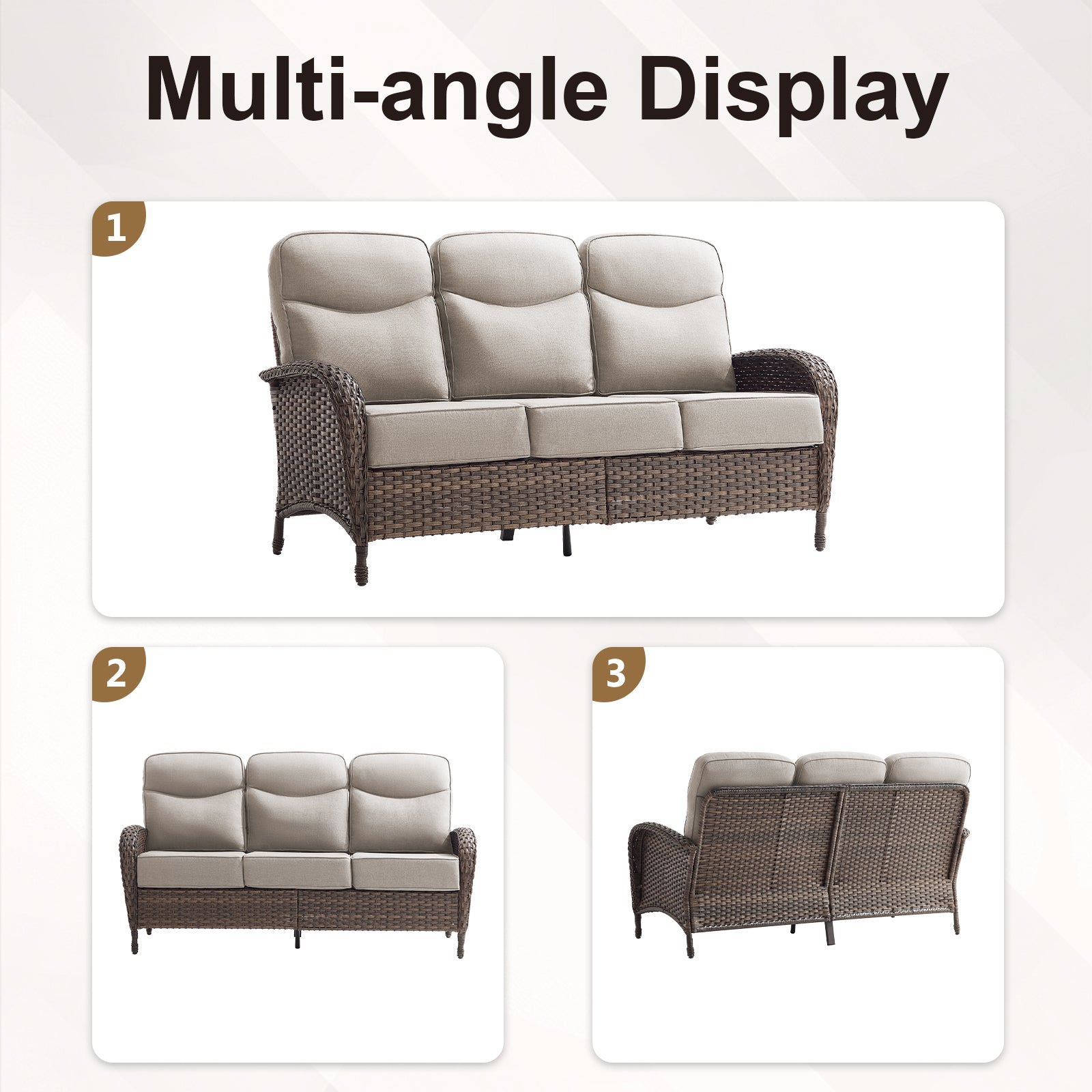 Spacious 8-Piece Patio Furniture Set with Split Fire Pit Table – High-Back Swivel Seating for Backyard Hosting, ND Series - Belord