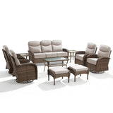 Luxury 10-Piece Patio Set – Sofa & Swivel Chairs with Ottomans, Hand-Woven All-Weather Wicker for Backyard Hosting, ND Series - Belord