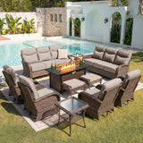 Ultimate 11-Piece Luxury Patio Furniture Set with Metal Fire Pit Table – Premium All-Weather Seating Collection, ND Series - Belord