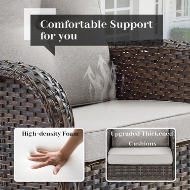 Patio Conversation Set 6-Piece with Glider Loveseat, Rocking Chairs, Side Table, and Ottoman, NDS Series - Belord