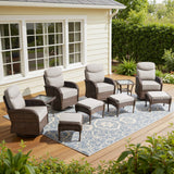 Premium 10-Piece Swivel Chair Patio Set – Deep 6" Cushions & Ottomans for Flexible Outdoor Lounging, ND Series - Belord