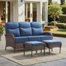 Modern 3-Piece Patio Sofa Set with Ottomans – Deep 6" Cushions, Waterproof Wicker for Relaxed Deck Lounging, ND Series - Belord