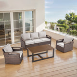 Luxury 4-Piece Patio Furniture Set with Swivel Chairs & Coffee Table - BBR Series - Belord