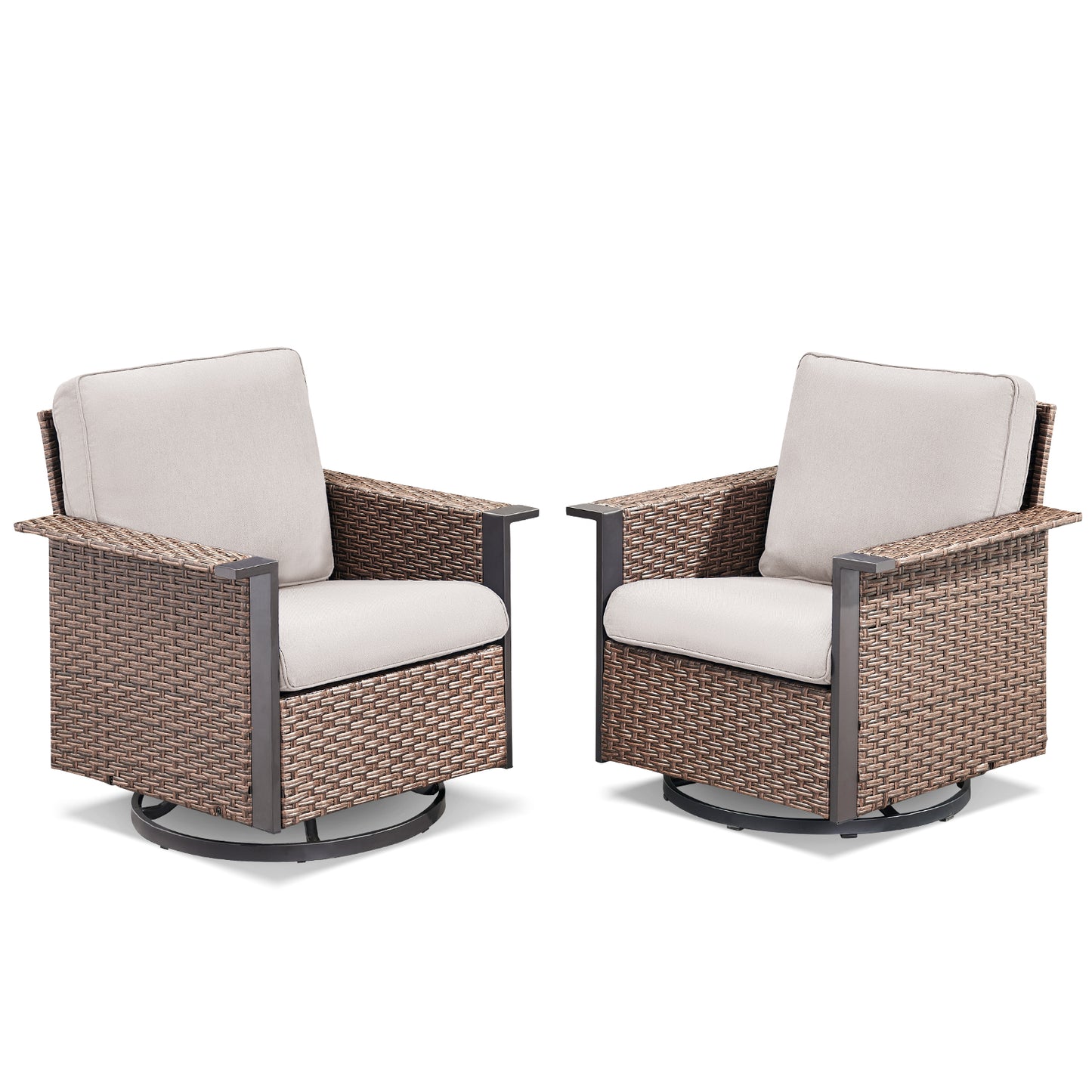 Patio Wicker Swivel Chairs Set Of 2, WNG Series