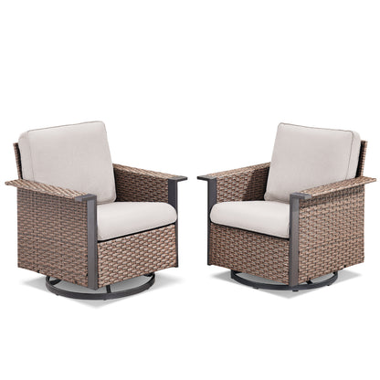 Patio Wicker Swivel Chairs Set Of 2, WNG Series