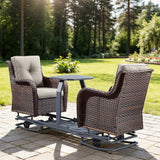 Belord 2-Person Outdoor Wicker Glider Loveseat with Integrated Side Table & Cushioned Seats, NTC Series - Belord