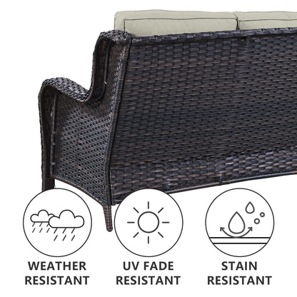 4-Piece Outdoor Conversation Set with Rectangular Fire Table, Sofa & Swivel Chairs, NTC Series