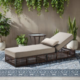 Solo Relaxation Set: 1 Adjustable 76.8" Chaise Lounge with 5-Inch Cushions & Side Table, NTC Series - Belord
