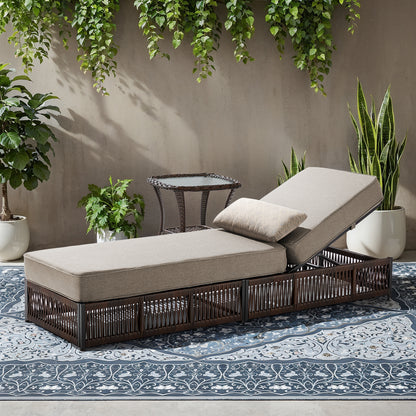 Solo Relaxation Set: 1 Adjustable 76.8" Chaise Lounge with 5-Inch Cushions & Side Table, NTC Series