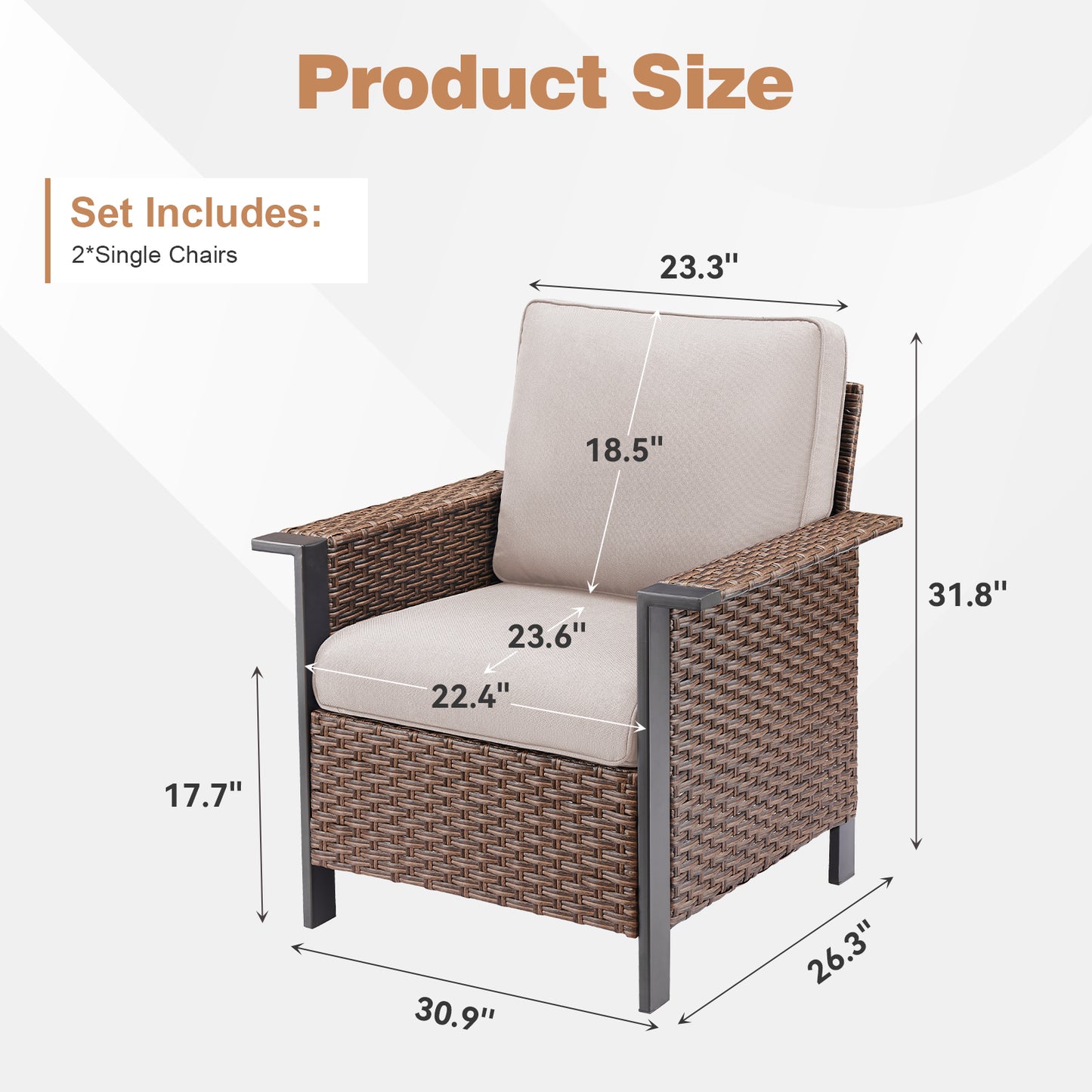 Patio Wicker Patio Chairs Set Of 2, WNG Series