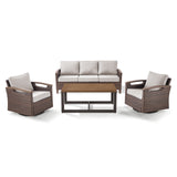 Luxury 4-Piece Patio Furniture Set with Swivel Chairs & Coffee Table - BBR Series - Belord