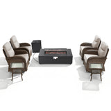 Upgraded 7-Piece Swivel Chair Patio Set with Split Fire Pit Table – Built for Social Summer Nights, ND Series - Belord