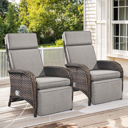 108°→155° Adjustable Chaise Lounge Set (2-Piece) - All-Weather PE Wicker & Steel Frame Reclining Outdoor Daybed | NDS Series