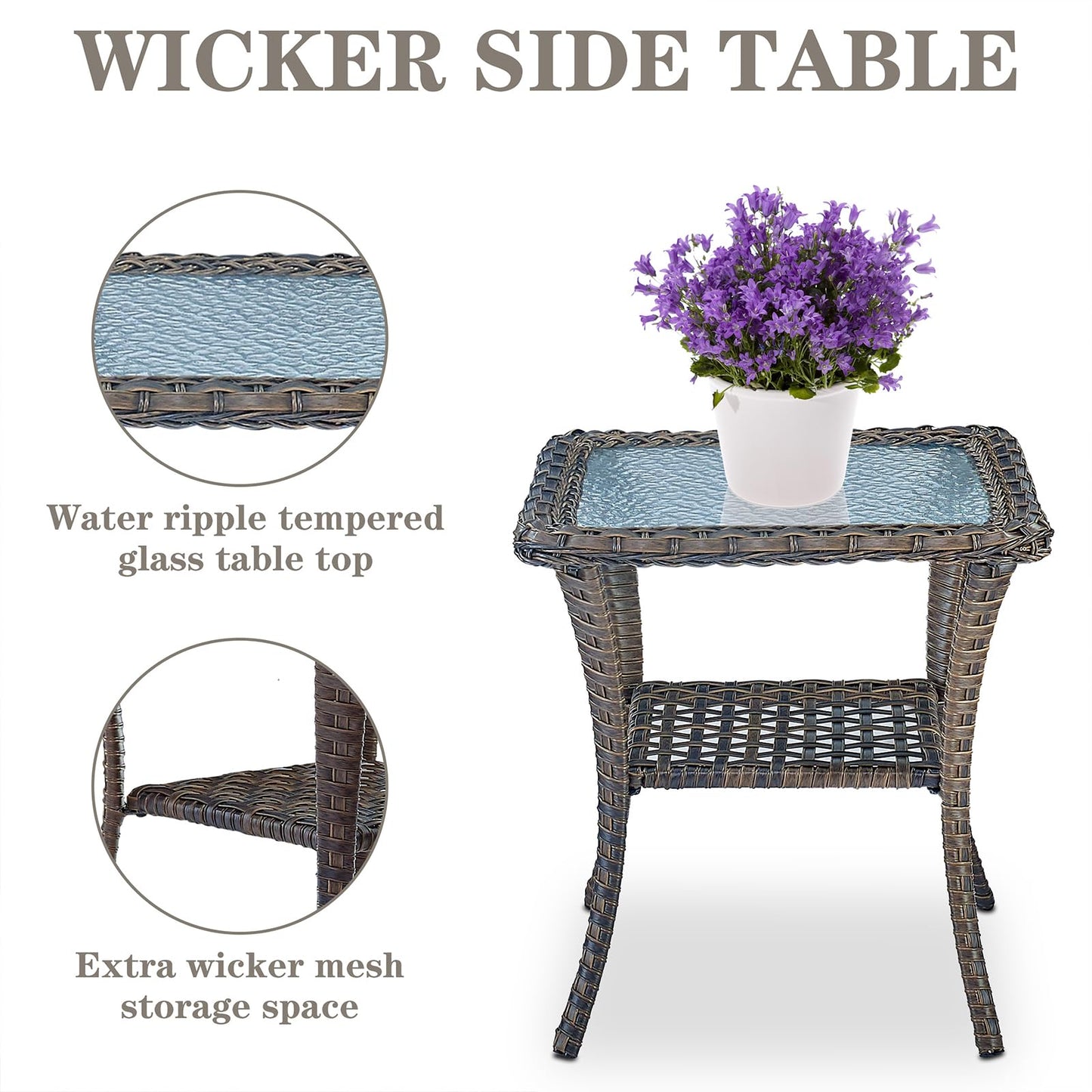 Wicker Rocking Chairs Set with Side Table, NDS Series