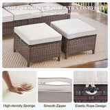 BBR Series 3-Piece Patio Set: 1 Sofa + 2 Ottomans - PE Wicker with Thick Cushions - Belord