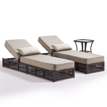 3-Piece Ultimate Comfort Lounge Set – 2 Adjustable 76.8" Chaise Lounges with 5-Inch Cushions + Side Table, NTC Series