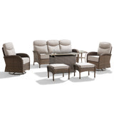 Premium 7-Piece Wicker Patio Set with Rattan Fire Pit Table – High-Back Seating for Garden Relaxation, ND Series - Belord
