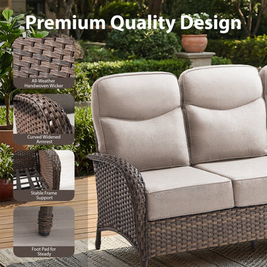 Grand 8-Piece Patio Furniture Set – Sofa & Swivel Rockers, 6" Cushions, Built for Garden Gatherings & Parties, ND Series - Belord
