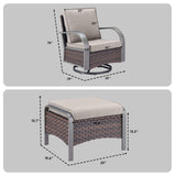 Patio Conversation Set 4-Piece with 2 Swivel Glider Chairs, 2 Ottoman, HW Series - Belord